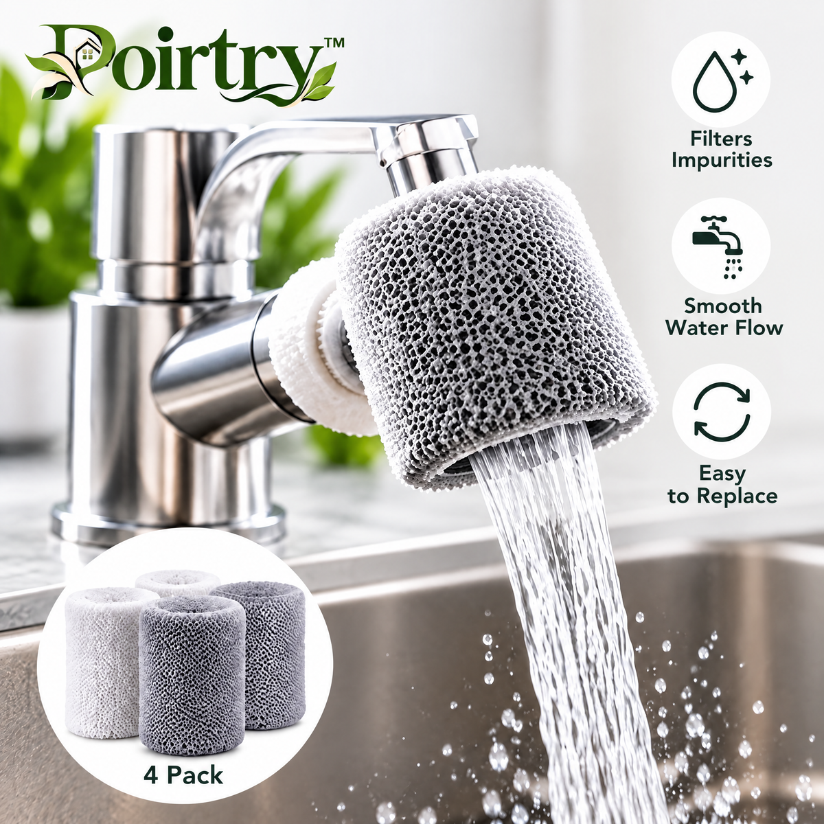 Poirtry™ Faucet Cleaning Sponge Sleeve – Reusable Mesh Scrubber for Faucet & Fixture Care