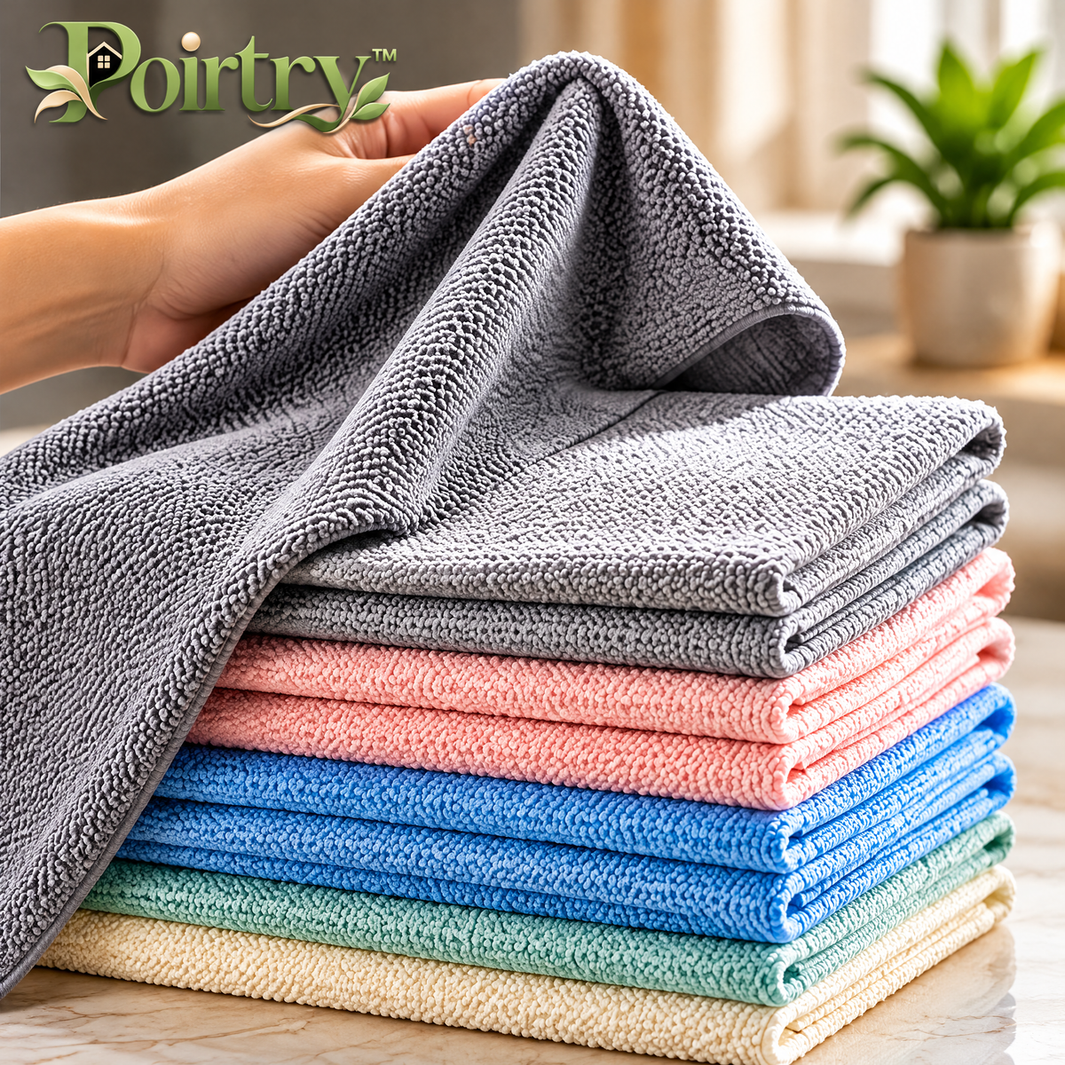 Poirtry™ Premium Microfiber Cleaning Cloth Set – Soft Reusable Multi-Surface Towels