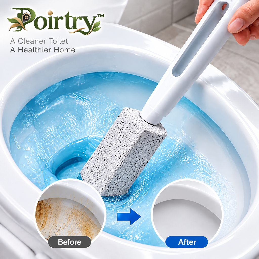 Poirtry™ Pumice Toilet Bowl Cleaning Wand – Long-Handle Hard Water & Stain Scrubber